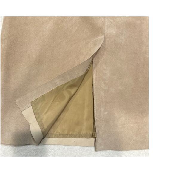 BOSTON PROPER Tan Suede Leather Panel Midi Skirt Boho Chic Boho Cottage Size 14 - Picture 7 of 16